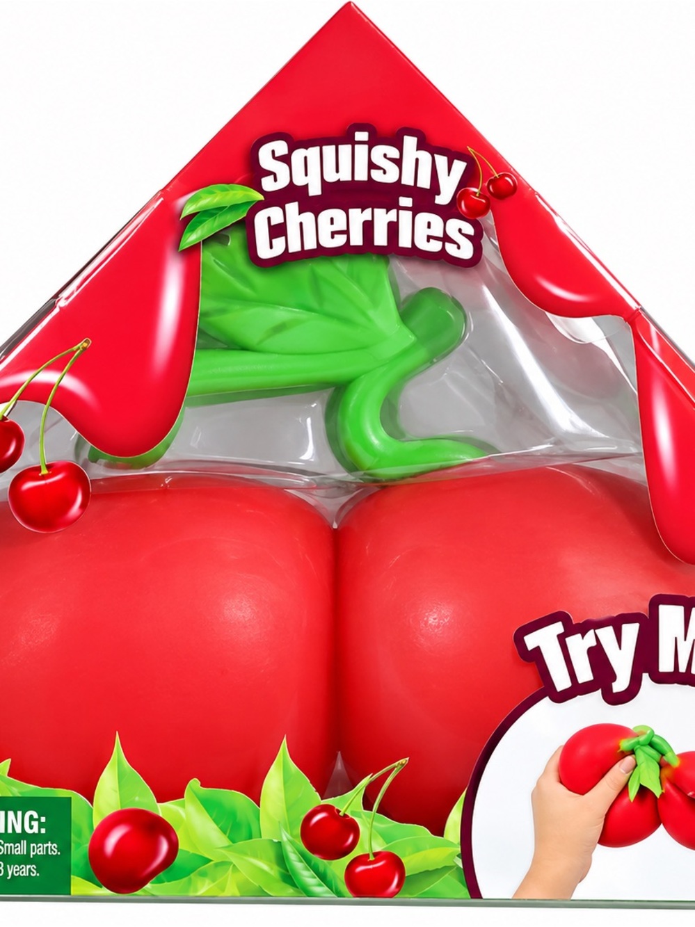 Squishy Cherries Red/Green Cherries Tactile Sensory Squeeze Toy, Ages 3-5